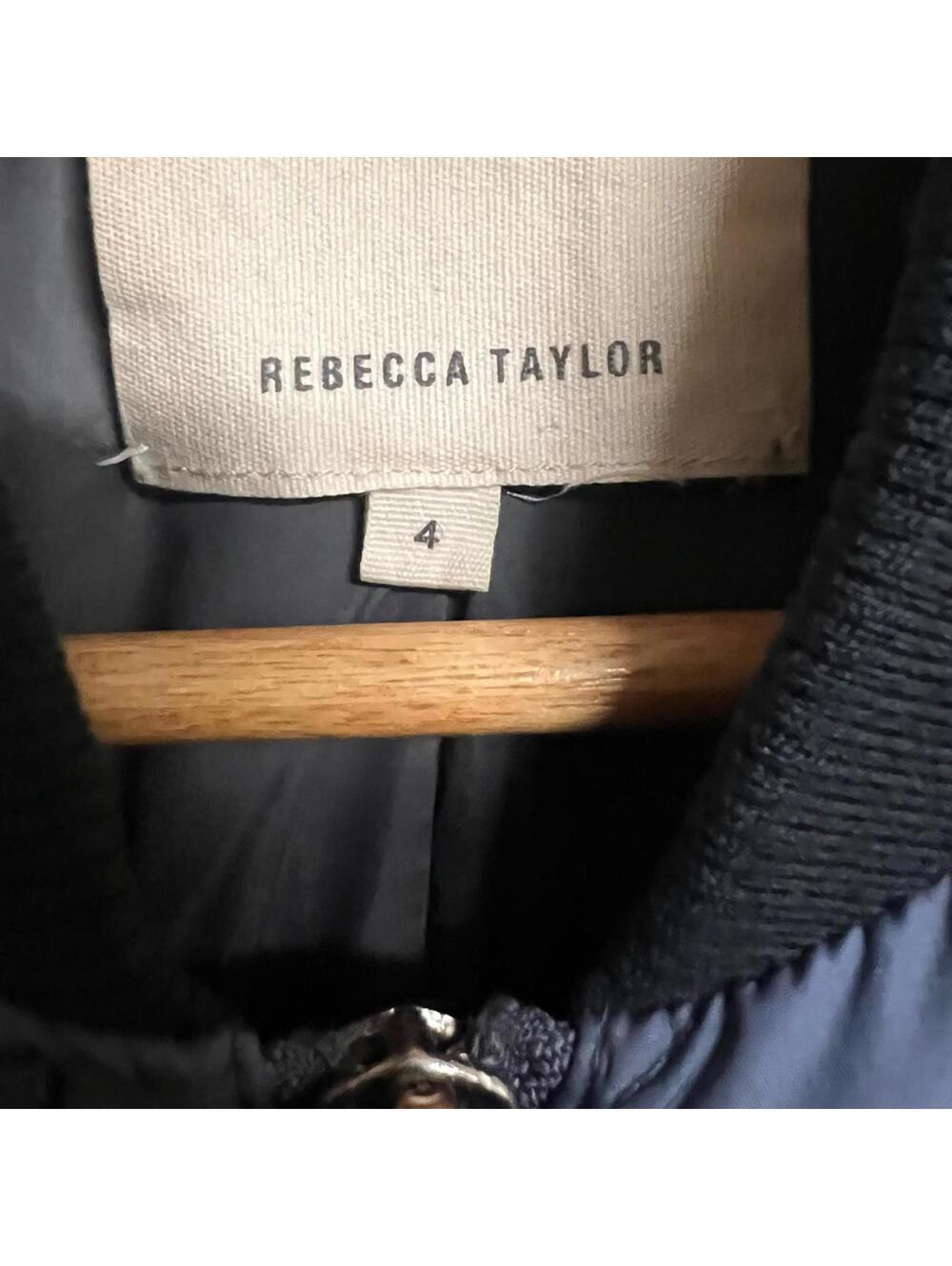 Rebecca Taylor Blue Quilted Bomber Jacket Womens Size 4 Zip Front Coat - Picture 6 of 6